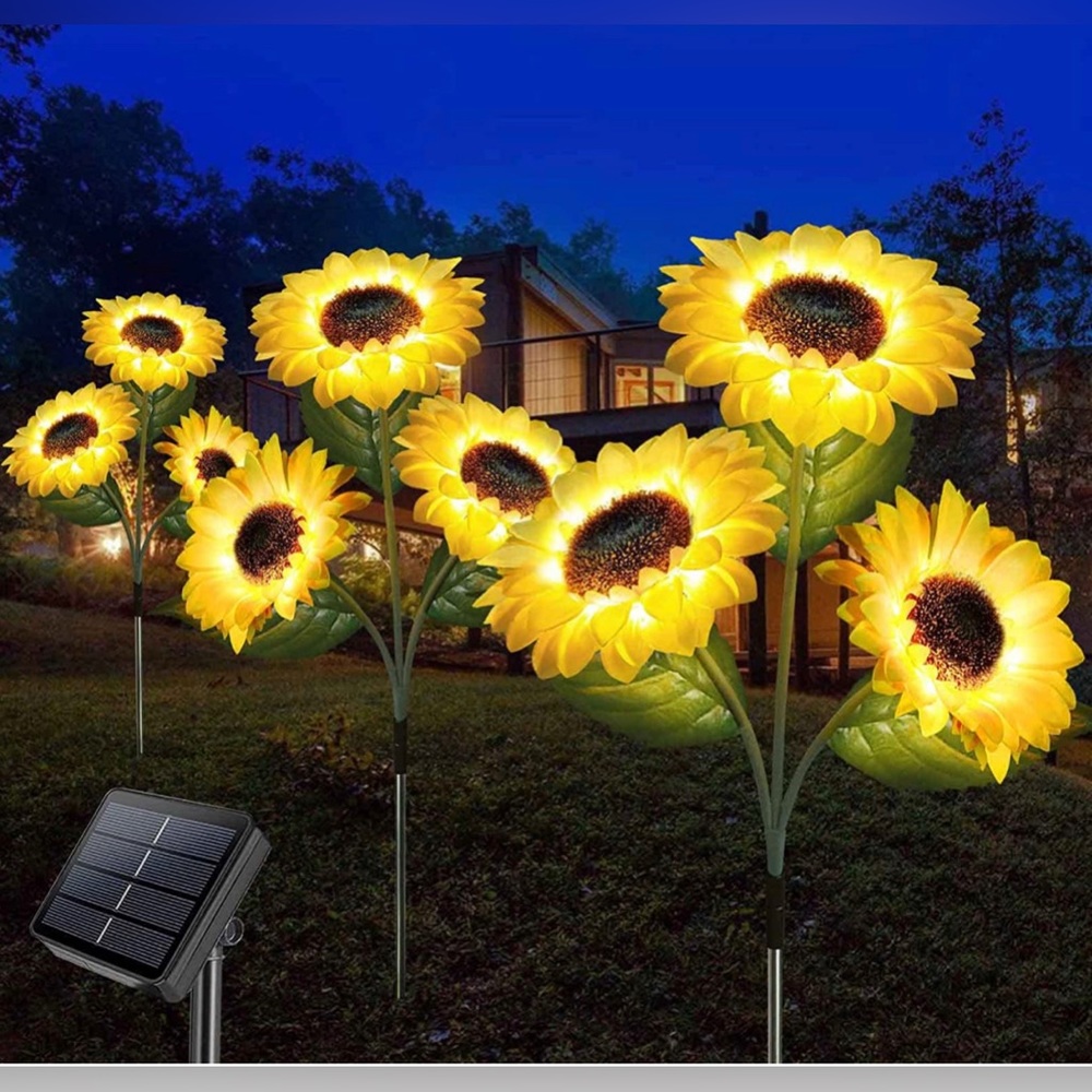 1 pack with 3 real looking sunflowers Waterproof Outdoor Garden Decorative stake